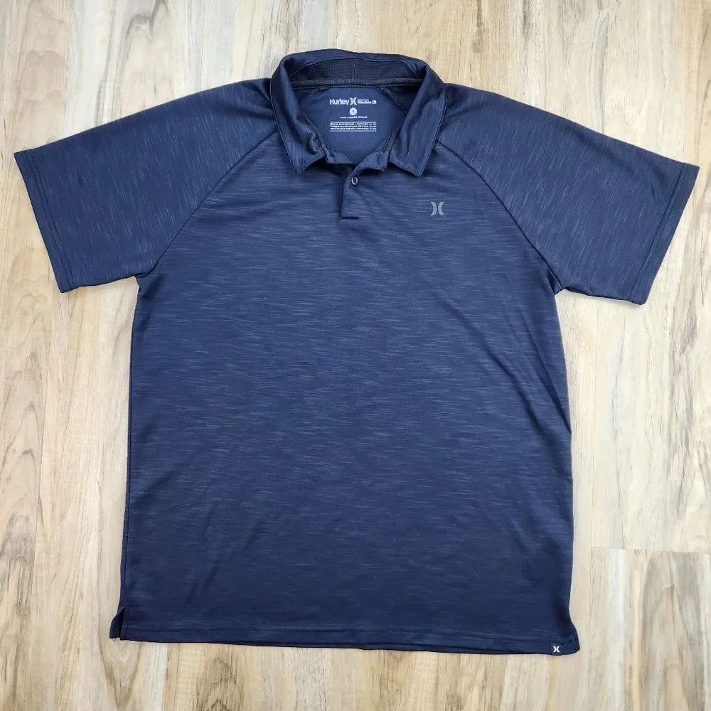 🔺️Hurley Black Spry Performance Short Sleeve Polo Shirt Men's XLarge